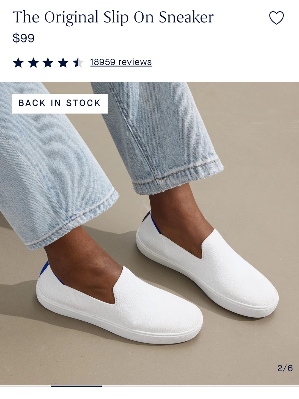 Rothy's Original Slip-On Sneakers - Bright White